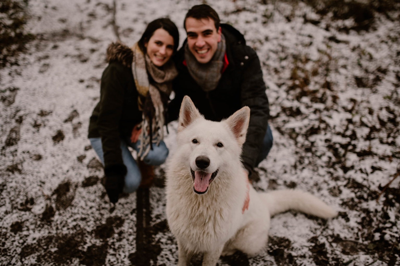 Séance photo d'engagement sous la neige Somme