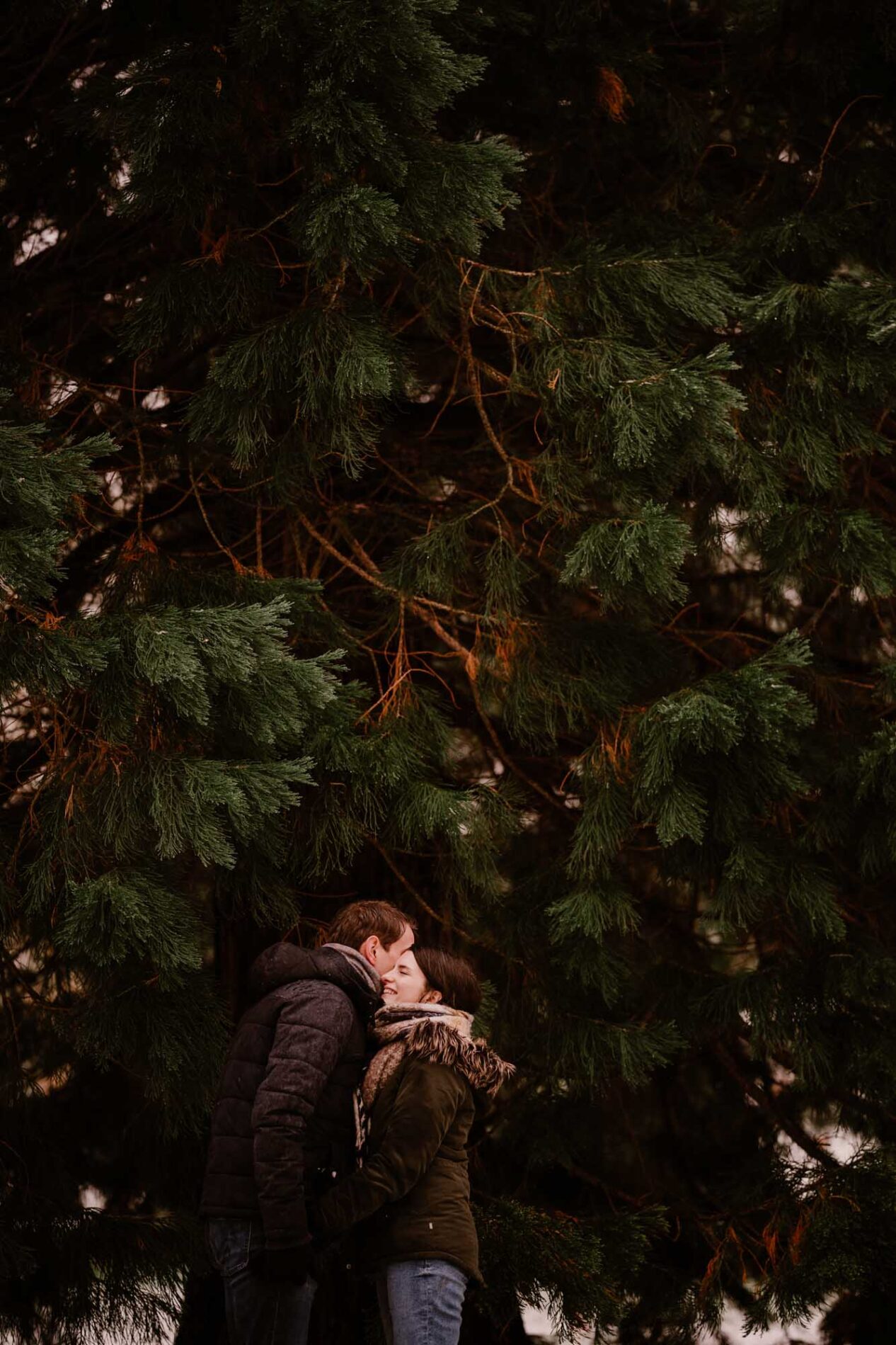 Séance photo d'engagement sous la neige Somme