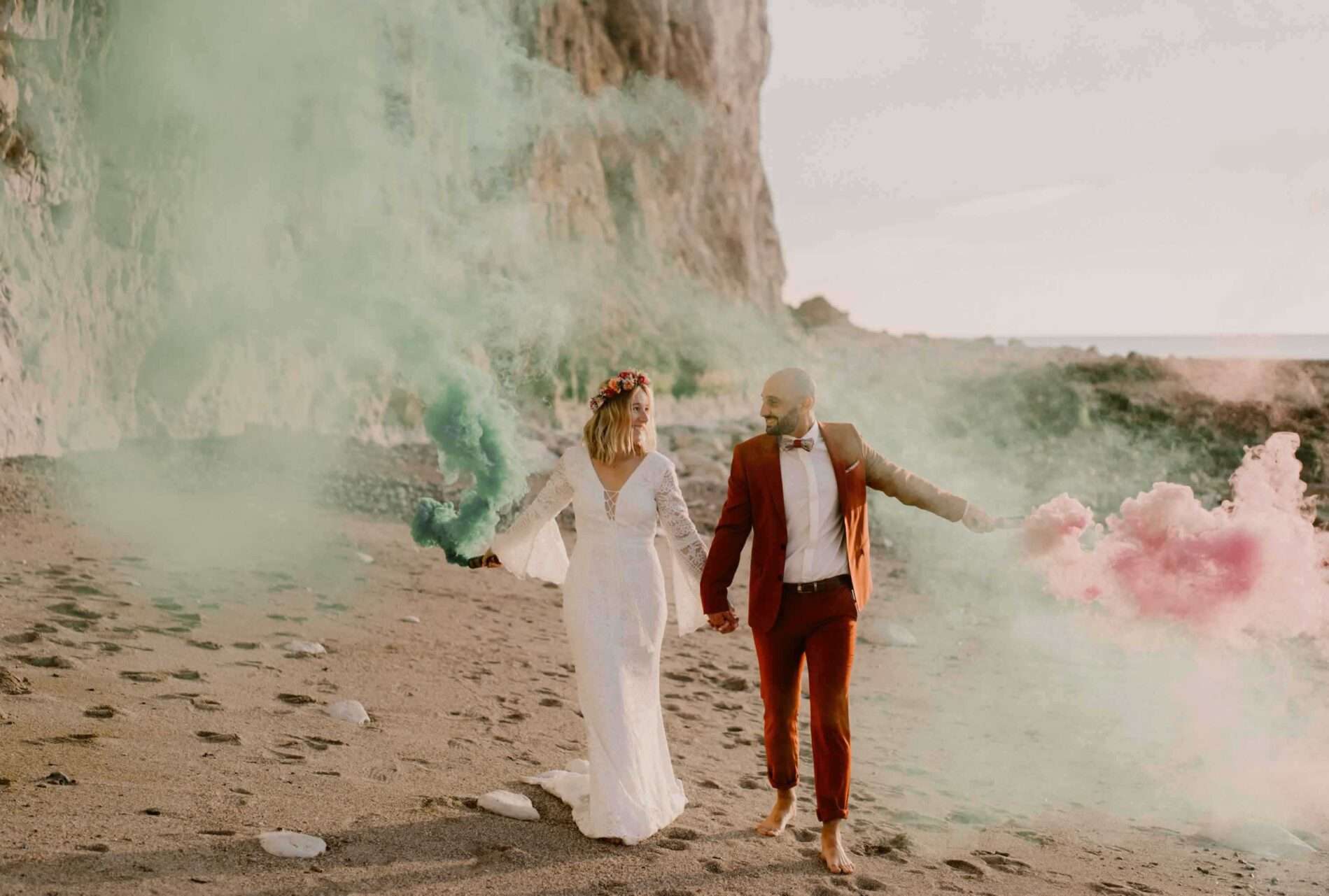 Photographe hauts de france trash the dress fumigenes